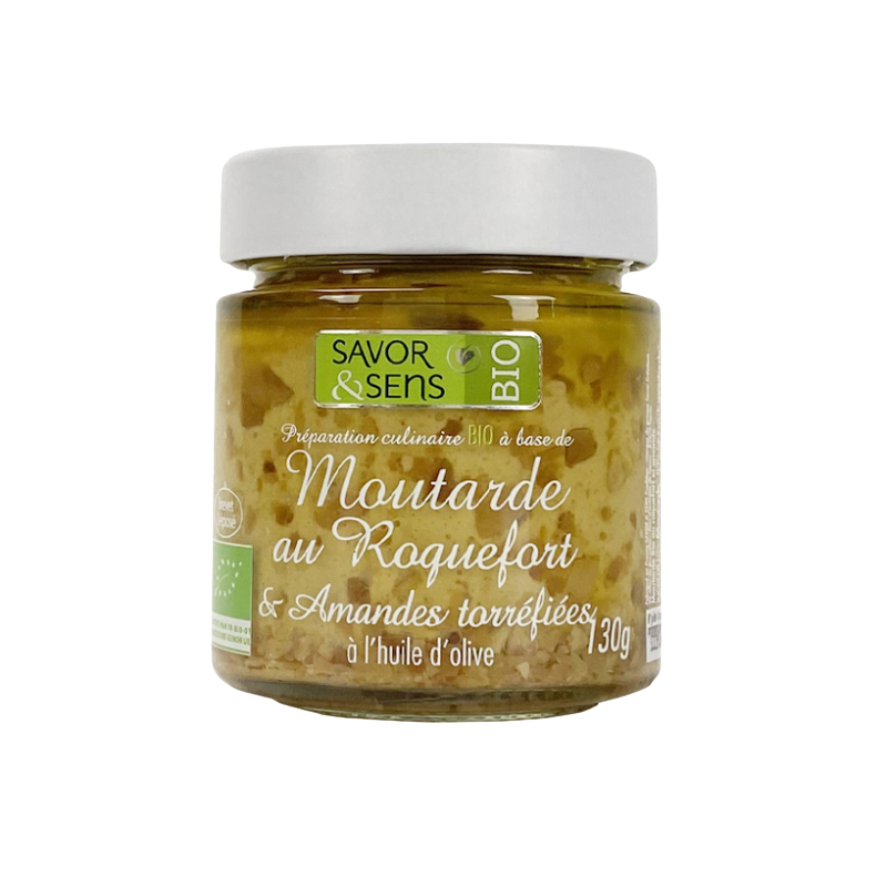 Moutarde Bio au Roquefort et Amandes Torréfiées - Savor et sens
