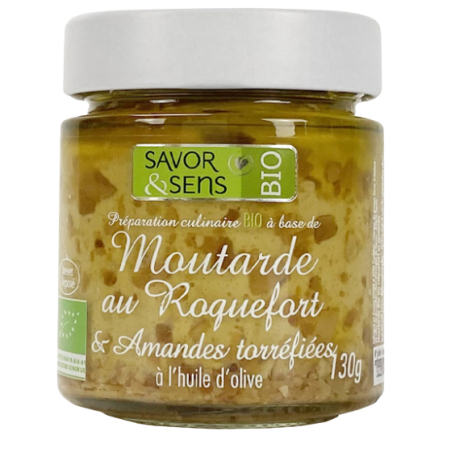 Moutarde Bio au Roquefort et Amandes Torréfiées - Savor et sens