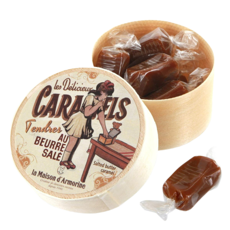 Boîte en bois de caramels tendres au beurre salé - La Maison d'Armorine